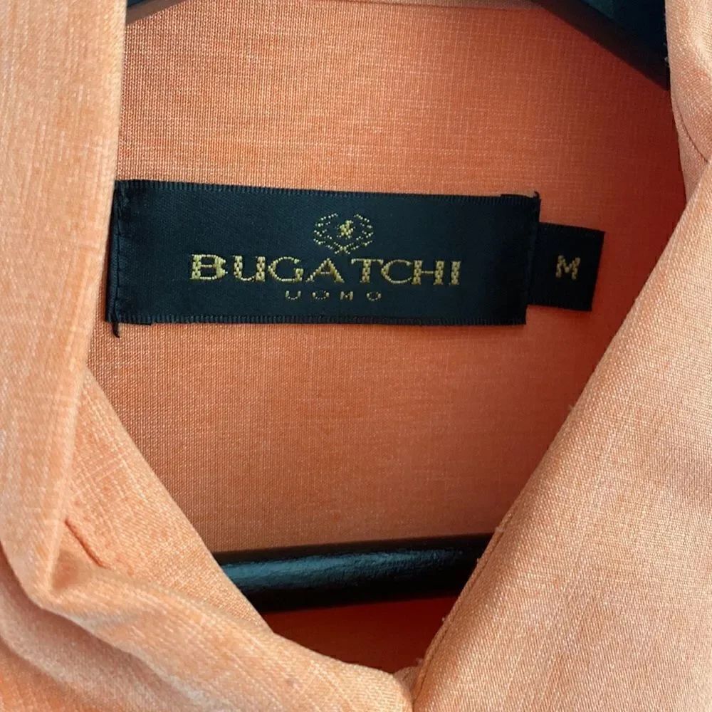 BUGATCHI Orange Long Sleeve Button Up Shirt-M - Picture 4 of 7